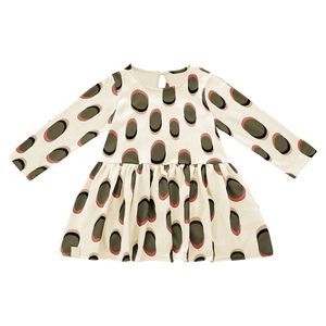 Omamimini Girls Drop Waist Long Sleeve Terry Dress
